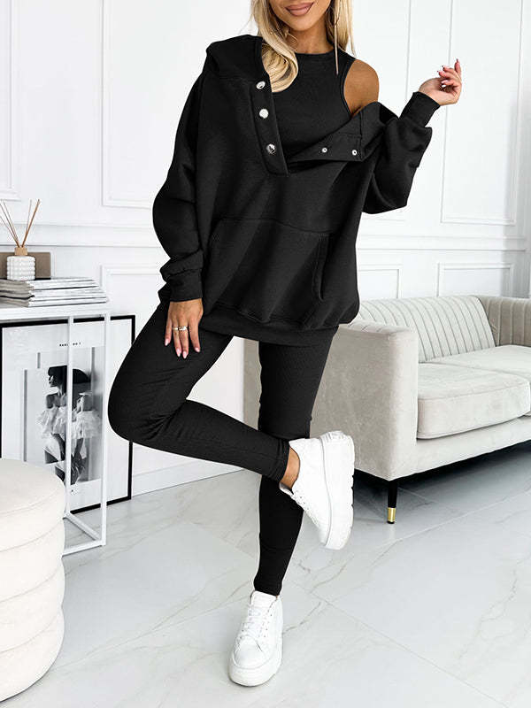 Women's sports casual hooded sweatshirt thickened thread
