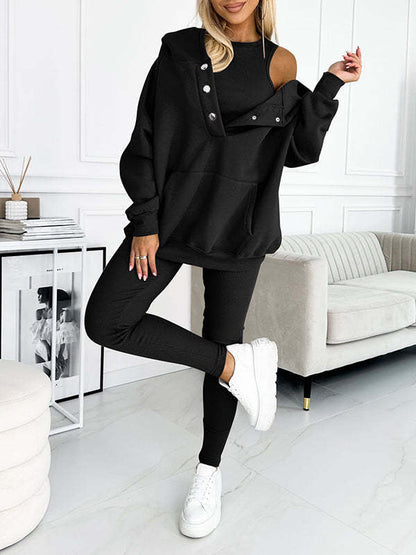 Women's sports casual hooded sweatshirt thickened thread