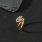 Copper zircon enamel oil drop ring for women evil eye retro pinky ring open ring