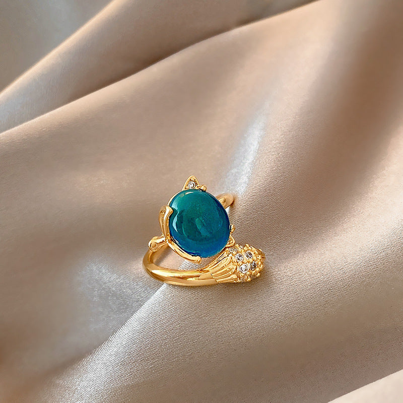 European and American ins style open ring women's high-end personalized pearl index ring niche design hand jewelry