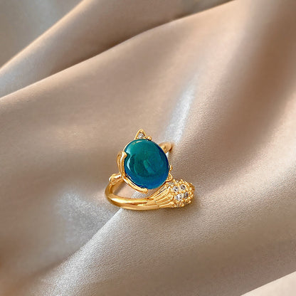 European and American ins style open ring women's high-end personalized pearl index ring niche design hand jewelry