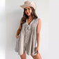 Street Fashion Sleeveless Short Sleeve Shorts Denim Bodysuit