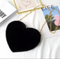 Fashion love heart bag peach heart bag women's chain messenger bag plush shoulder furry bag coin purse Valentine's Day