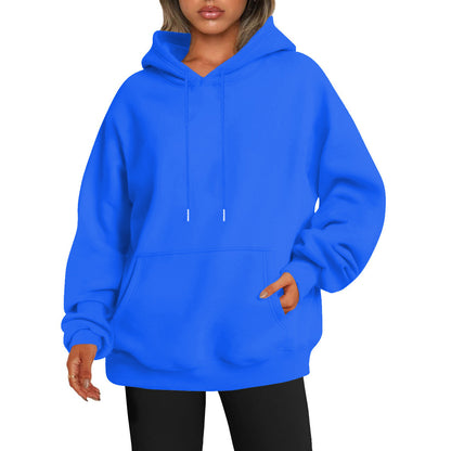 New autumn oversized drop shoulder sleeves women's hooded fleece sweatshirt