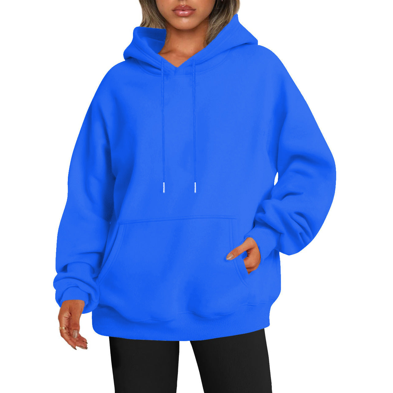 New autumn oversized drop shoulder sleeves women's hooded fleece sweatshirt