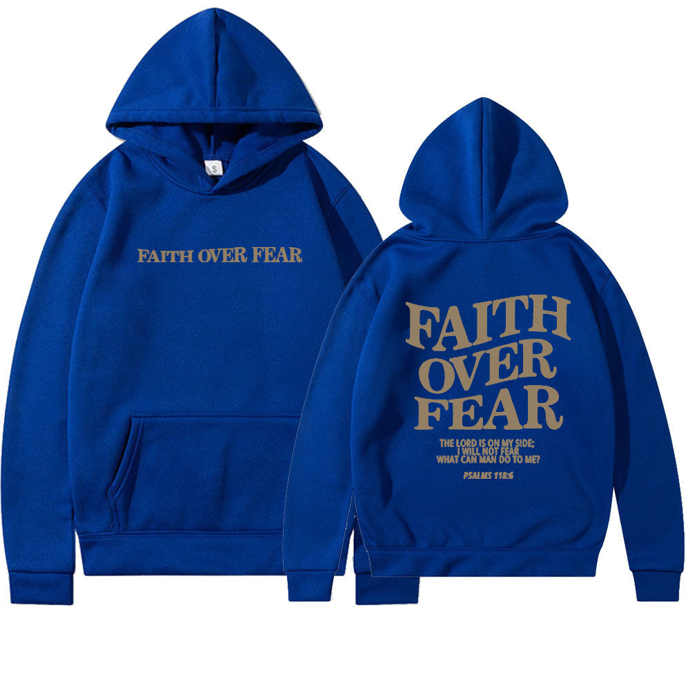 2023 New Hooded Long Sleeve Faith Over Fear Printed Sweatshirt