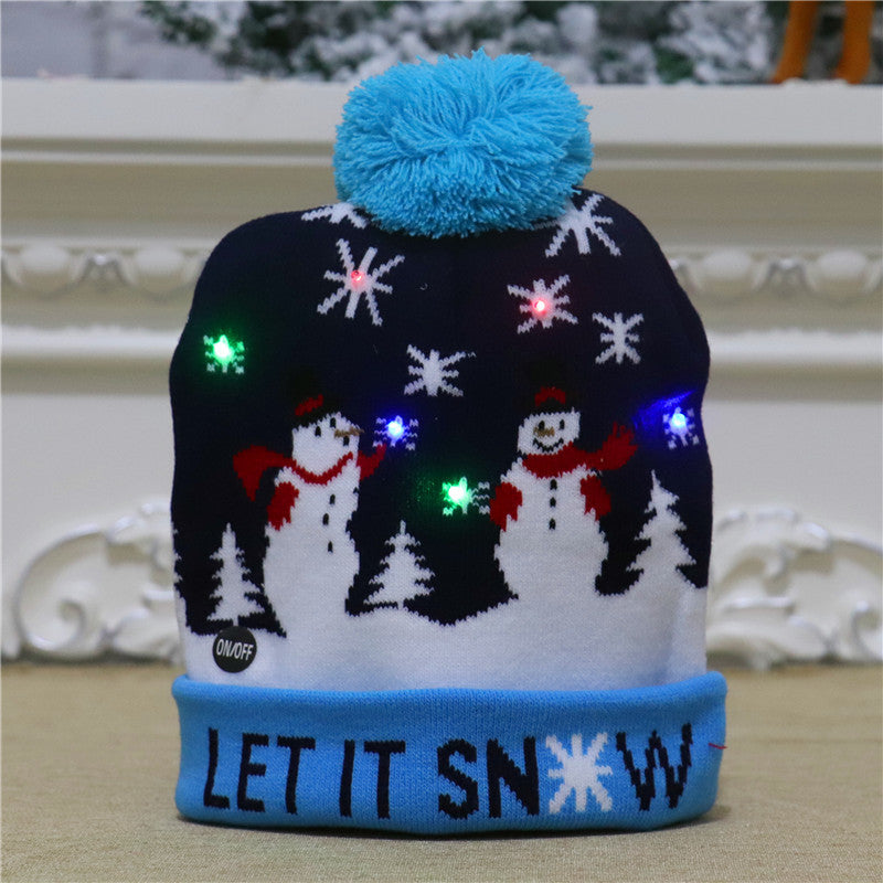 Colorful luminous knitted hat high-end elderly Christmas hat