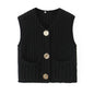 Spring and Autumn New Women's European and American Style Pocket Sleeveless Short Knitted Cardigan