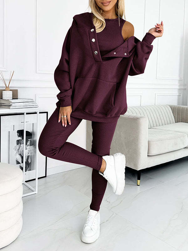 Women's sports casual hooded sweatshirt thickened thread