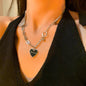 European and American style fashion double-layered love necklace for women splicing cold style women's hip-hop long sweater sweater chain ins trend