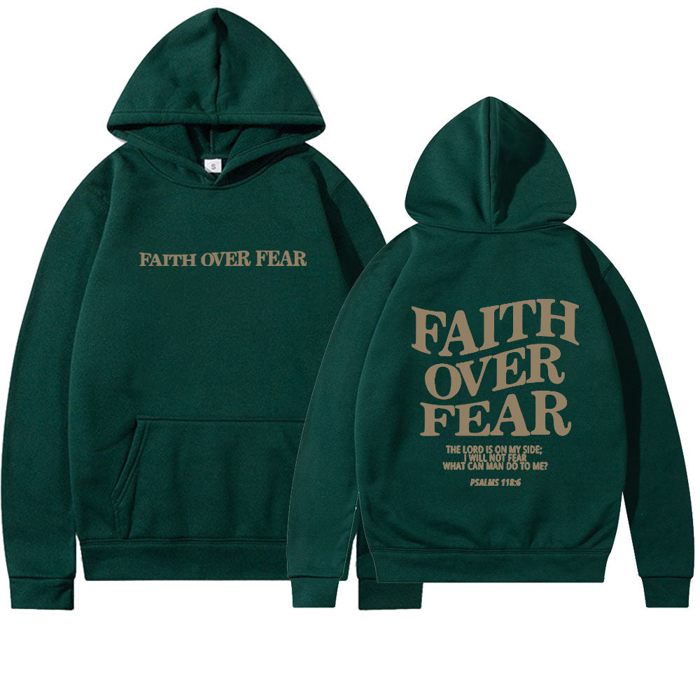 2023 New Hooded Long Sleeve Faith Over Fear Printed Sweatshirt