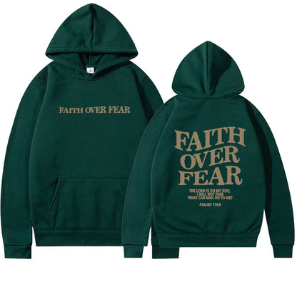 2023 New Hooded Long Sleeve Faith Over Fear Printed Sweatshirt