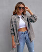 Women's ripped edge denim jacket autumn and winter long sleeve casual lapel top