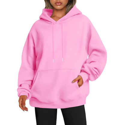 New autumn oversized drop shoulder sleeves women's hooded fleece sweatshirt
