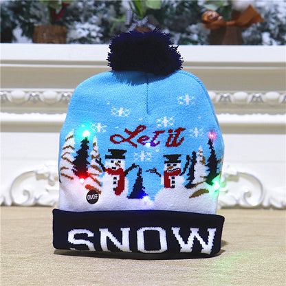 Colorful luminous knitted hat high-end elderly Christmas hat