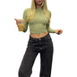 European and American clothing casual long-sleeved T-shirt spring and autumn solid color slim pullover T-shirt women's street wear bottoming shirt top