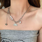 European and American style fashion double-layered love necklace for women splicing cold style women's hip-hop long sweater sweater chain ins trend