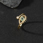 Copper zircon enamel oil drop ring for women evil eye retro pinky ring open ring