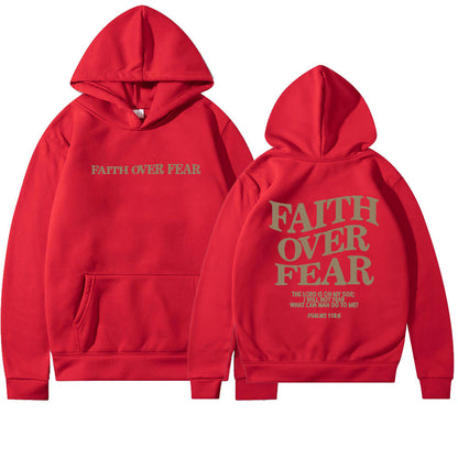 2023 New Hooded Long Sleeve Faith Over Fear Printed Sweatshirt