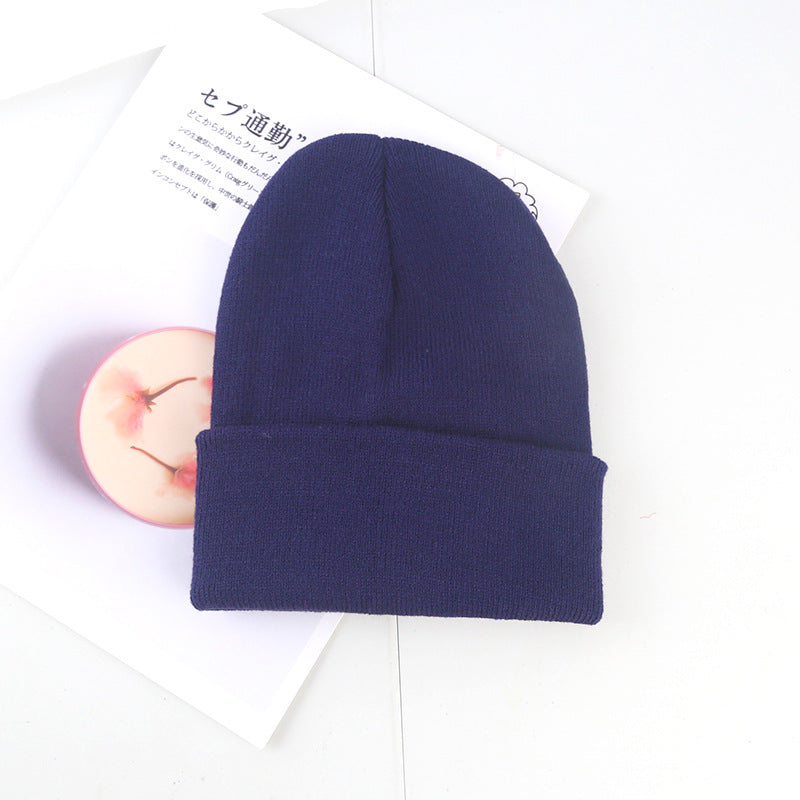 Plain knitted hat winter wool hat hat men and women warm hat