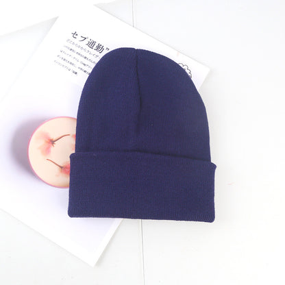 Plain knitted hat winter wool hat hat men and women warm hat