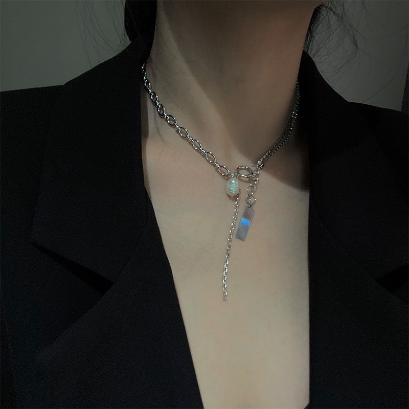 European and American style fashion double-layered love necklace for women splicing cold style women's hip-hop long sweater sweater chain ins trend