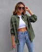 Women's ripped edge denim jacket autumn and winter long sleeve casual lapel top