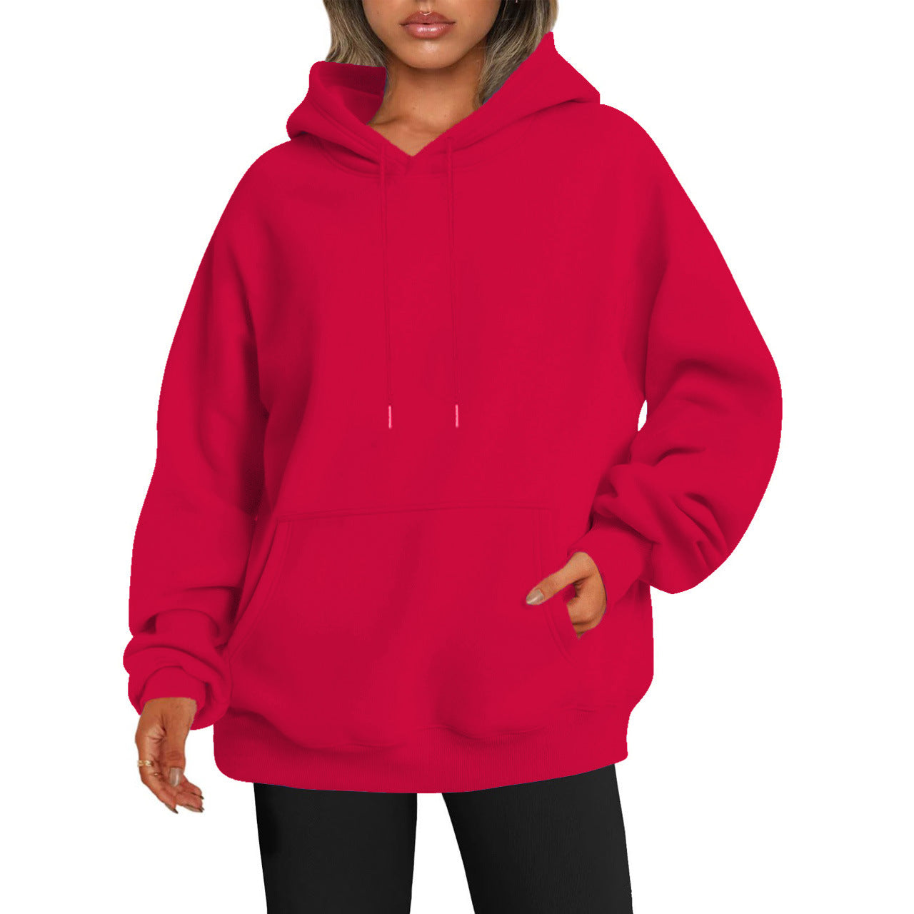 New autumn oversized drop shoulder sleeves women's hooded fleece sweatshirt