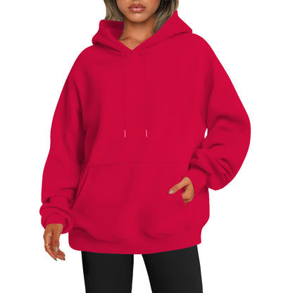 New autumn oversized drop shoulder sleeves women's hooded fleece sweatshirt