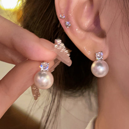 Pearl butterfly earrings for women high-end niche luxury