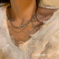European and American style fashion double-layered love necklace for women splicing cold style women's hip-hop long sweater sweater chain ins trend