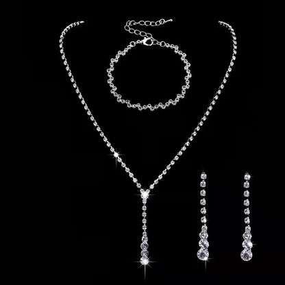 Bridal necklace earrings bracelet three piece set