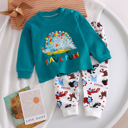 Spring and autumn children's underwear set pure cotton autumn clothing