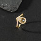 Copper zircon enamel oil drop ring for women evil eye retro pinky ring open ring