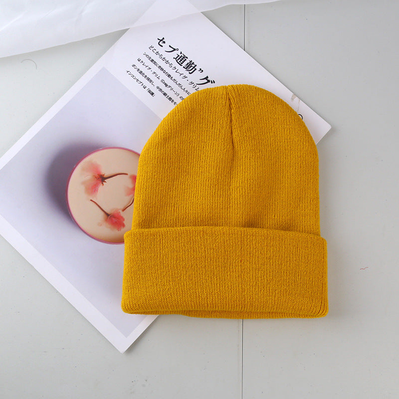 Plain knitted hat winter wool hat hat men and women warm hat
