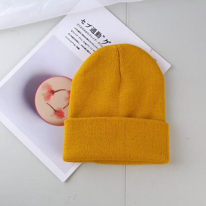 Plain knitted hat winter wool hat hat men and women warm hat