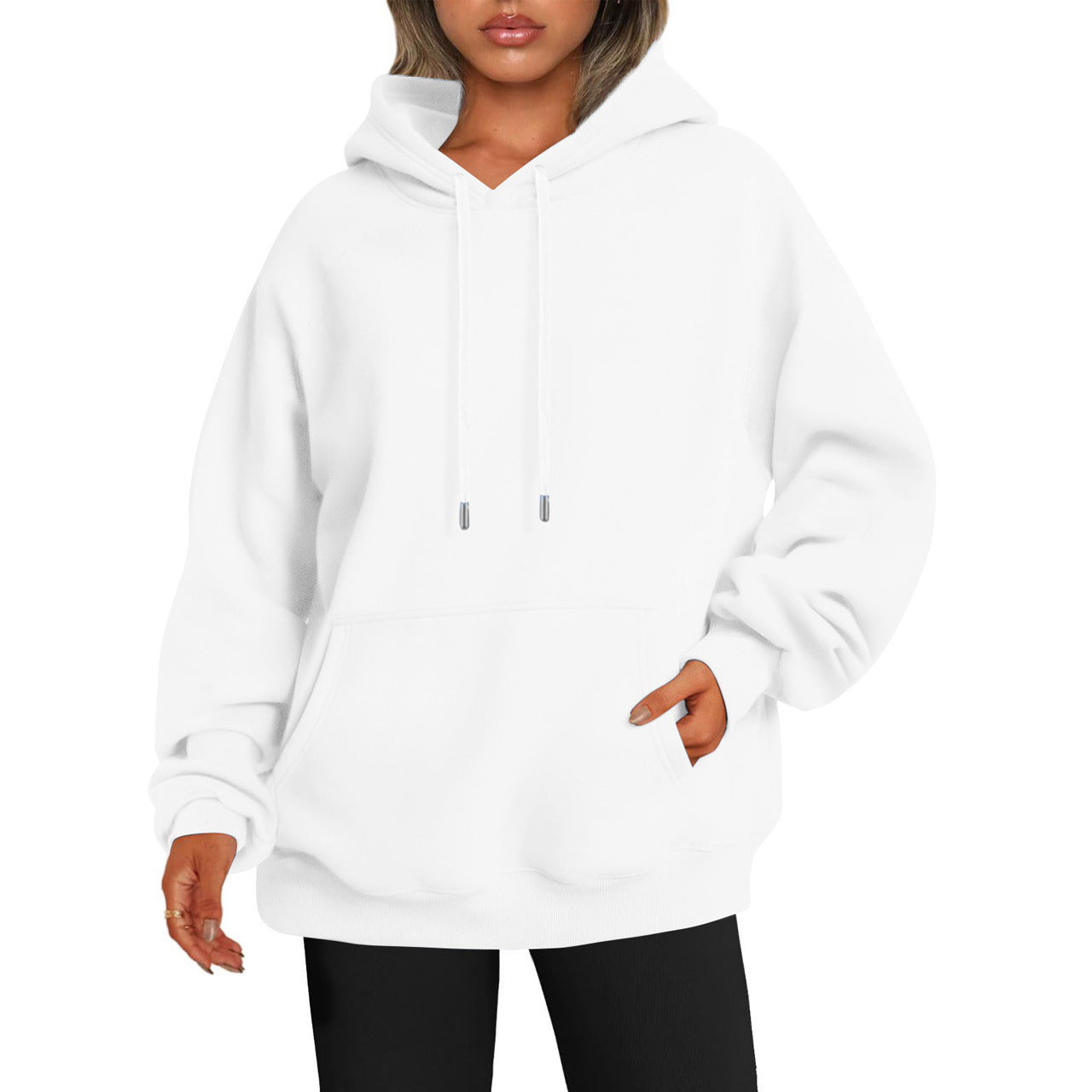 New autumn oversized drop shoulder sleeves women's hooded fleece sweatshirt