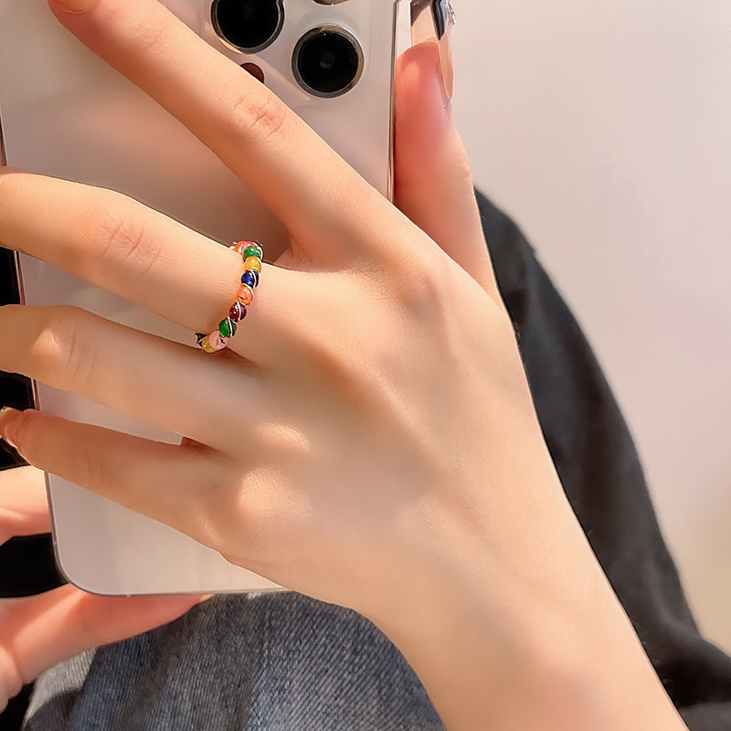 European and American ins style open ring women's high-end personalized pearl index ring niche design hand jewelry