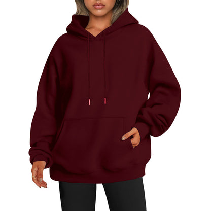New autumn oversized drop shoulder sleeves women's hooded fleece sweatshirt