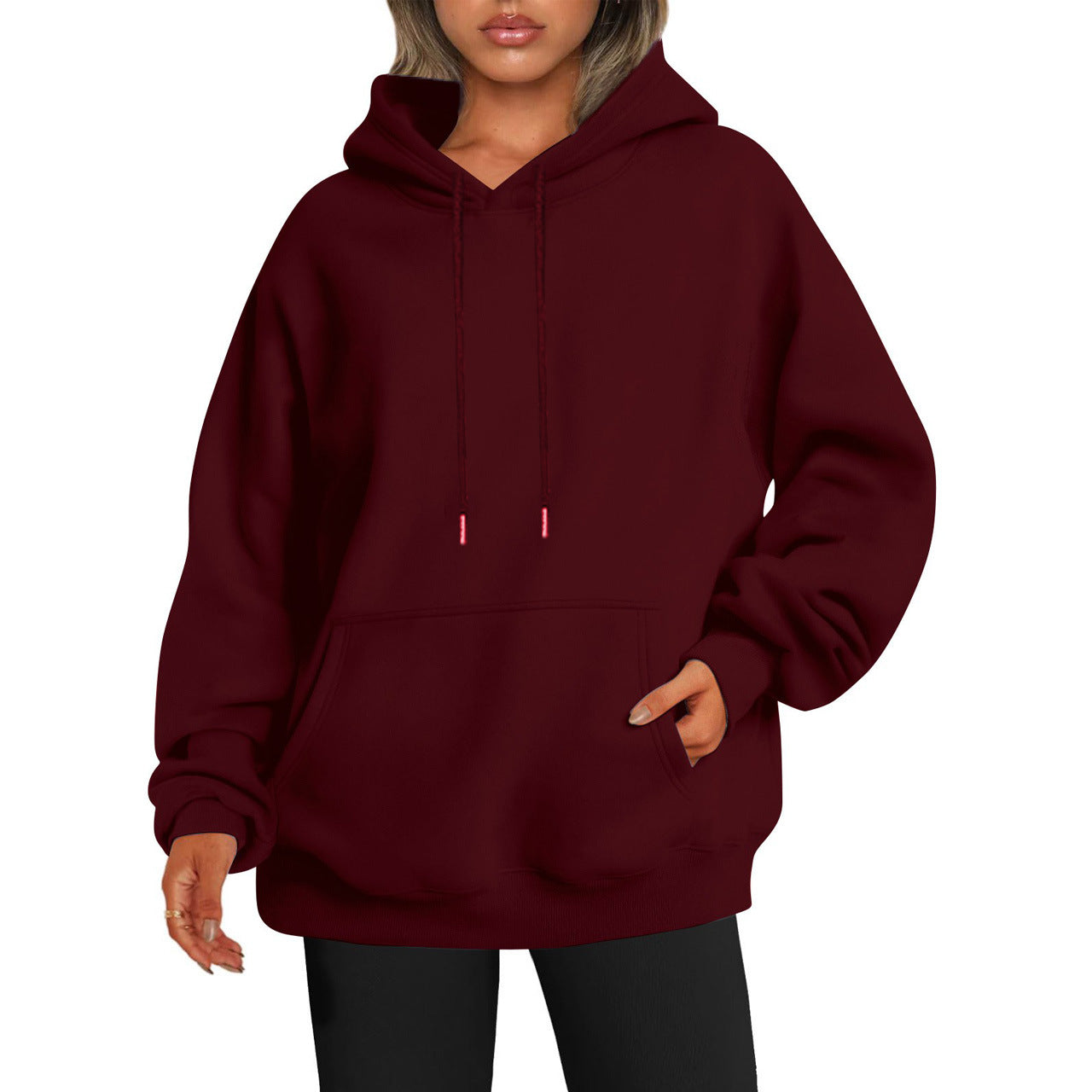 New autumn oversized drop shoulder sleeves women's hooded fleece sweatshirt