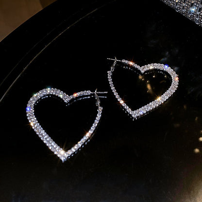 European and American popular diamond-encrusted metal long tassel earrings for women, high-end earrings with niche temperament