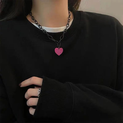 European and American style fashion double-layered love necklace for women splicing cold style women's hip-hop long sweater sweater chain ins trend