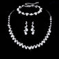 Bridal necklace earrings bracelet three piece set