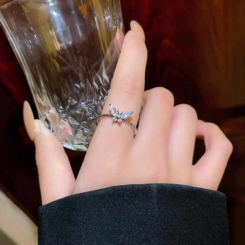 European and American ins style open ring women's high-end personalized pearl index ring niche design hand jewelry