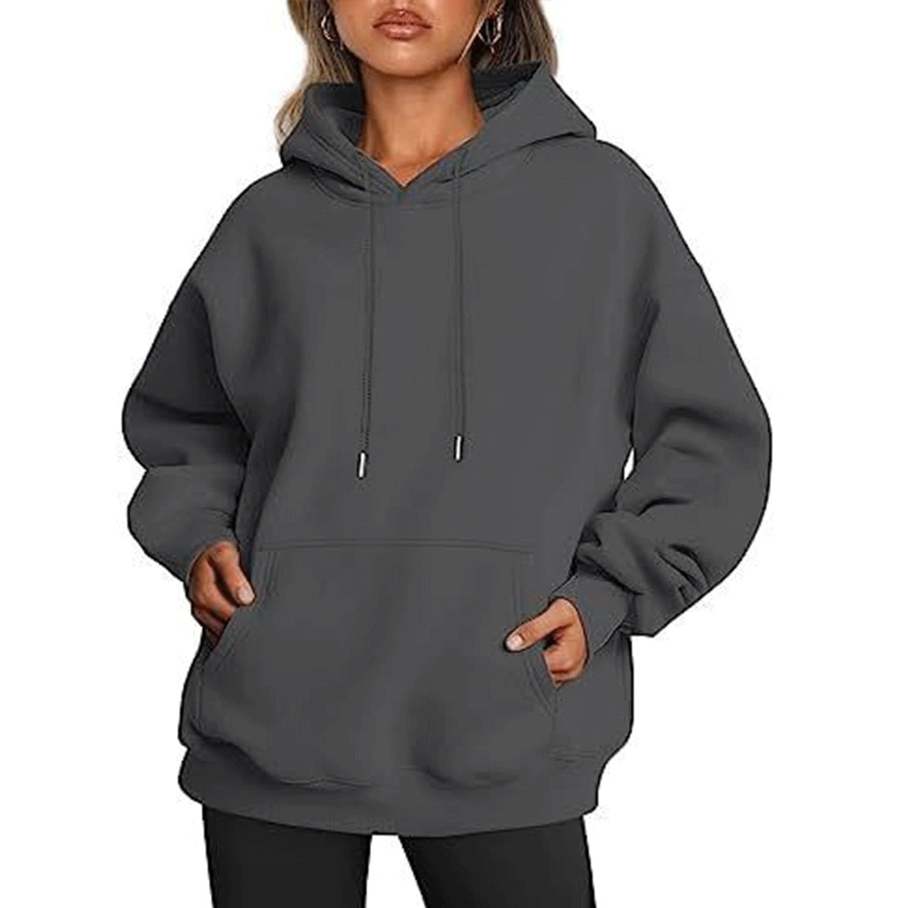 New autumn oversized drop shoulder sleeves women's hooded fleece sweatshirt
