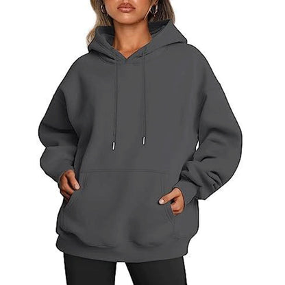 New autumn oversized drop shoulder sleeves women's hooded fleece sweatshirt
