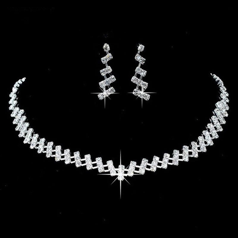 Bridal necklace earrings bracelet three piece set
