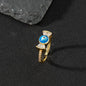 Copper zircon enamel oil drop ring for women evil eye retro pinky ring open ring