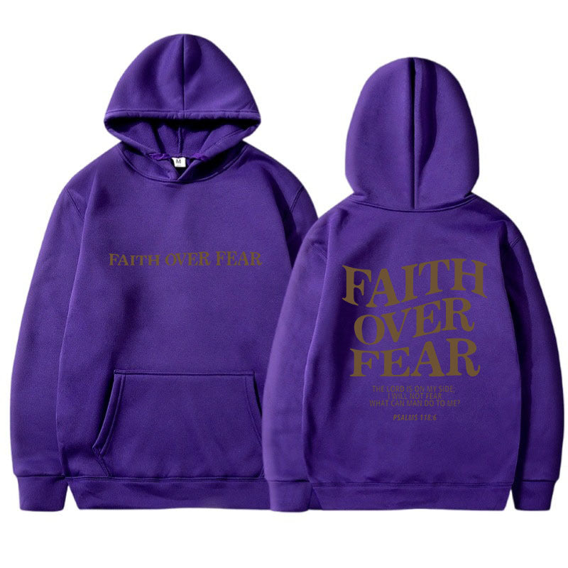2023 New Hooded Long Sleeve Faith Over Fear Printed Sweatshirt