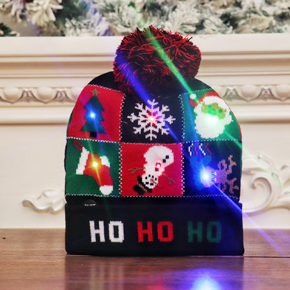Colorful luminous knitted hat high-end elderly Christmas hat